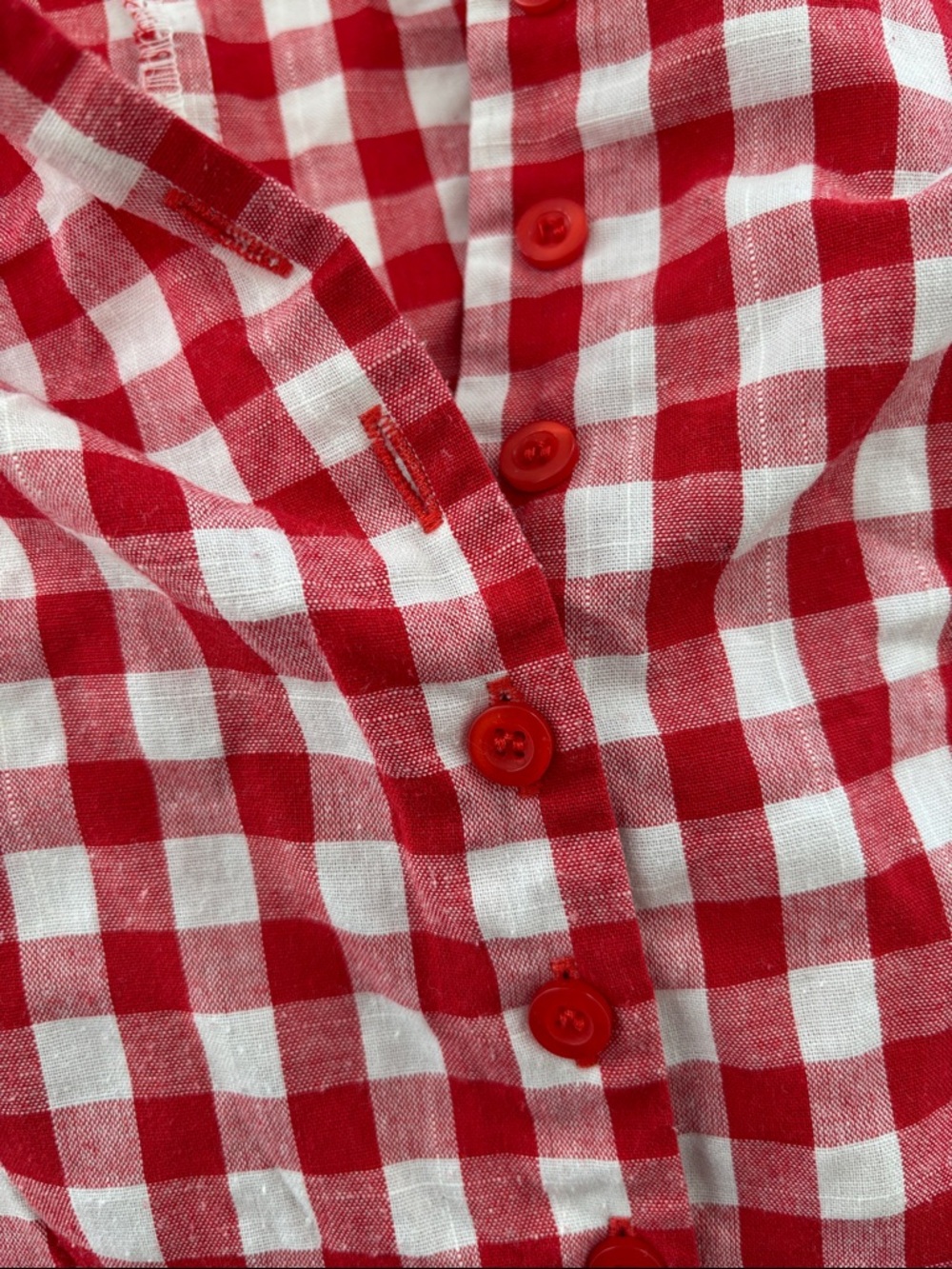 Red & White Checkered Short Jumper Perfect for Spring - Picture 2 of 2